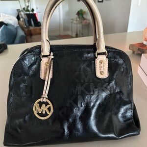 Michael Kors Black Satchel with Gold Accents